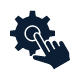 hand pointing at a gear representing settings and adjustments for 15 features and tools