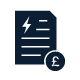 document with a lightning bolt icon and a coin symbol representing ten digital transactions or ten key concepts